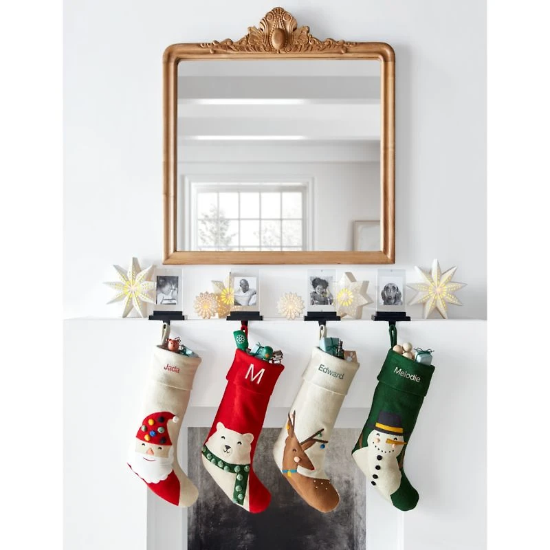 Ivory Felt Santa Kids Christmas Stocking