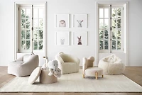 Set of Dot Cream White Sherpa Kids Storage Ottoman and Stool