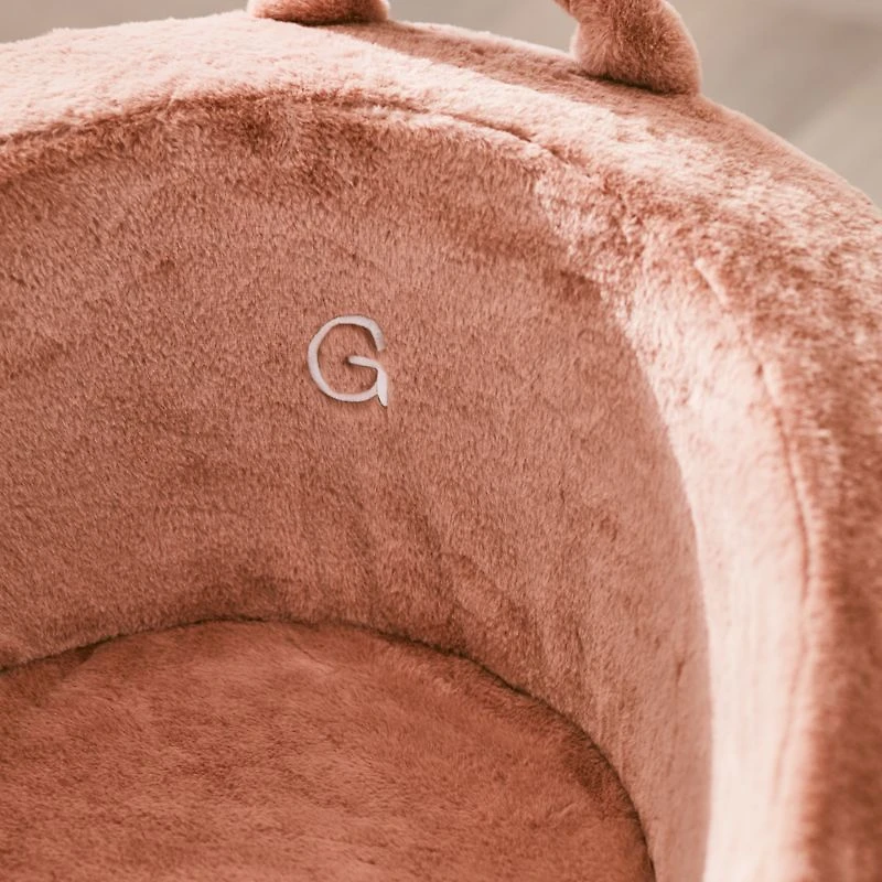 Large Terracotta Pink Faux Fur Kids Lounge Barrel Chair Cover