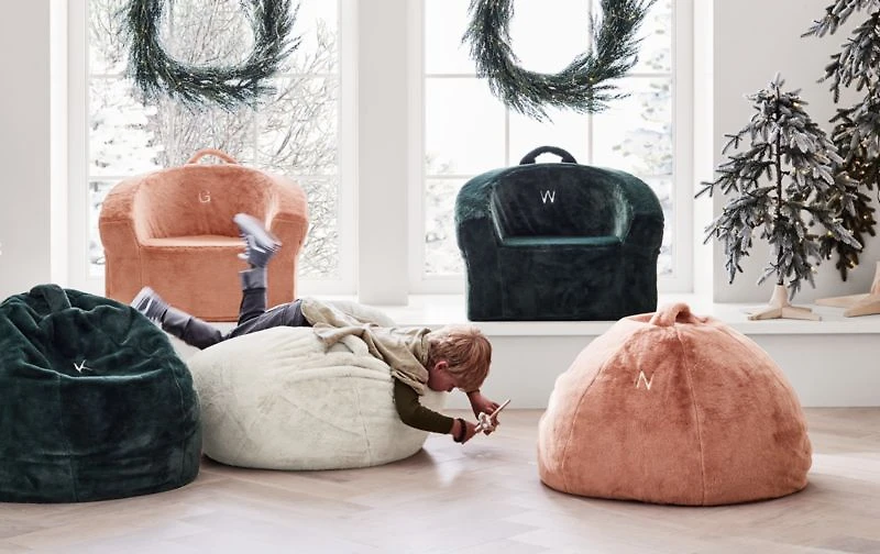 Large Terracotta Pink Faux Fur Kids Lounge Barrel Chair Cover