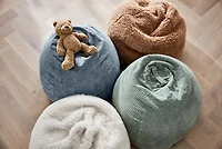 Cream White Small Mongolian Faux Fur Kids Lounge Bean Bag Chair Cover