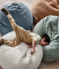 Cream White Small Mongolian Faux Fur Kids Lounge Bean Bag Chair Cover