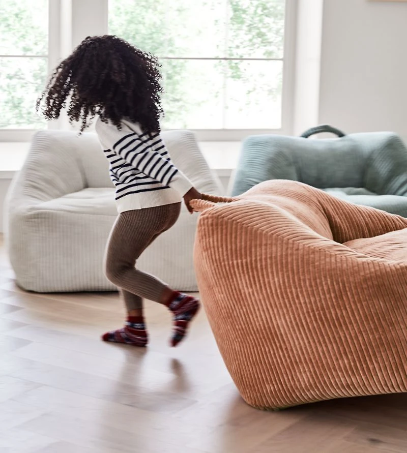 Stone Tan Velvet Corduroy Kids Lounge Chair