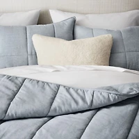Organic Cotton Heathered Mist Blue Grid Twin/Twin XL Comforter