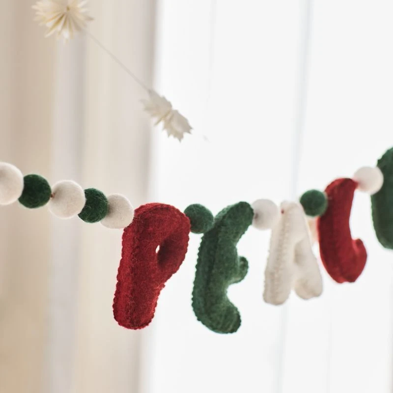 Festive Felt Peace and Love Holiday Garland