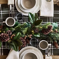 Craft 120" Green Plaid Organic Cotton Fringe Table Runner