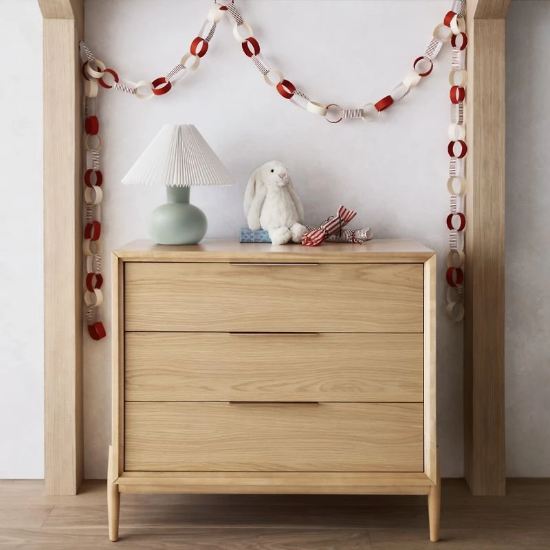 Bodie 36" Natural Oak Wood Narrow 3-Drawer Kids Dresser