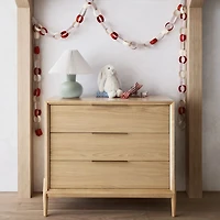 Bodie 36" Natural Oak Wood Narrow 3-Drawer Kids Dresser