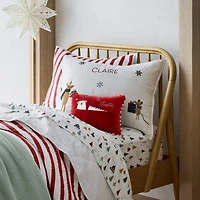 Holiday Presents Embroidered Organic Cotton Voile Kids Christmas Pillow Sham