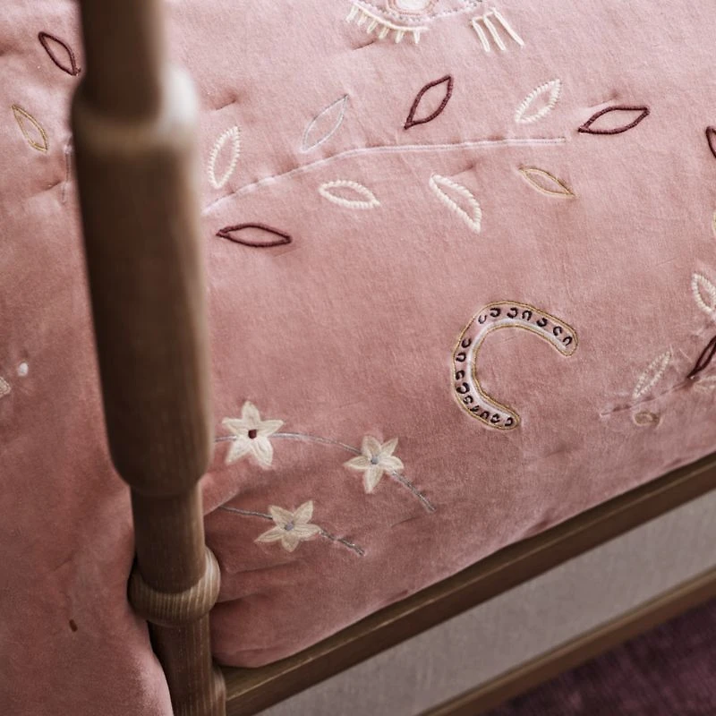 Heirloom Embroidered Organic Cotton Velvet Kids Full/Queen Quilt by Jeremiah Brent