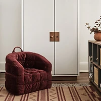 Organic Cotton Velvet Red Embroidered Kids Large Barrel Chair Cover by Jeremiah Brent
