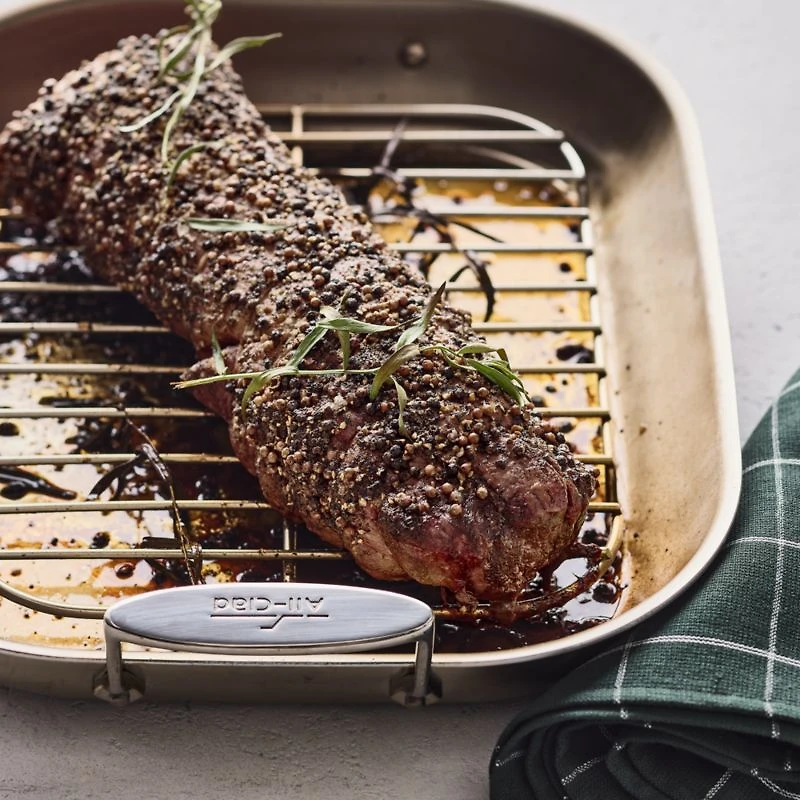 All-Clad ® d3 Curated Large 18.5" Flared Roasting Pan with Rack
