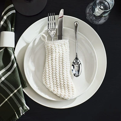 Winter White Knit Flatware Stockings, Set of 4