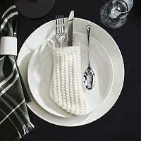 Winter White Knit Flatware Stockings, Set of 4