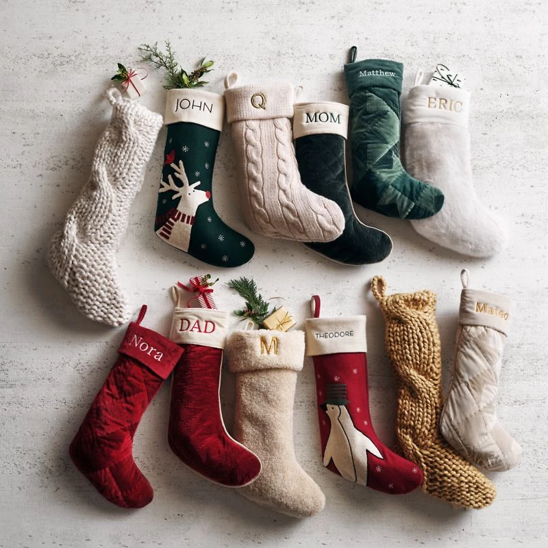 Tan Cozy Knit Christmas Stocking