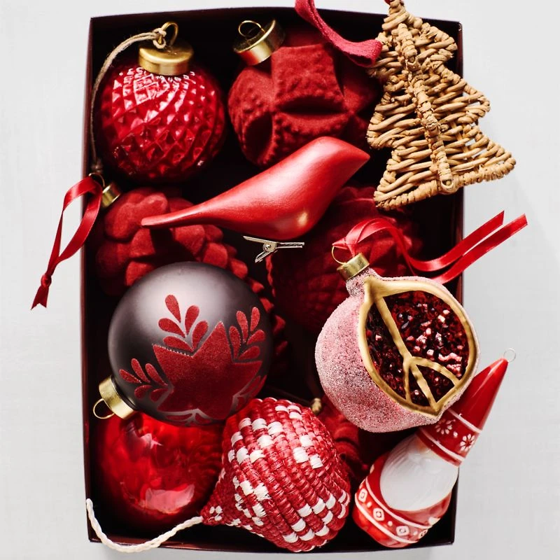 Rattan Christmas Ornaments, Set of 4