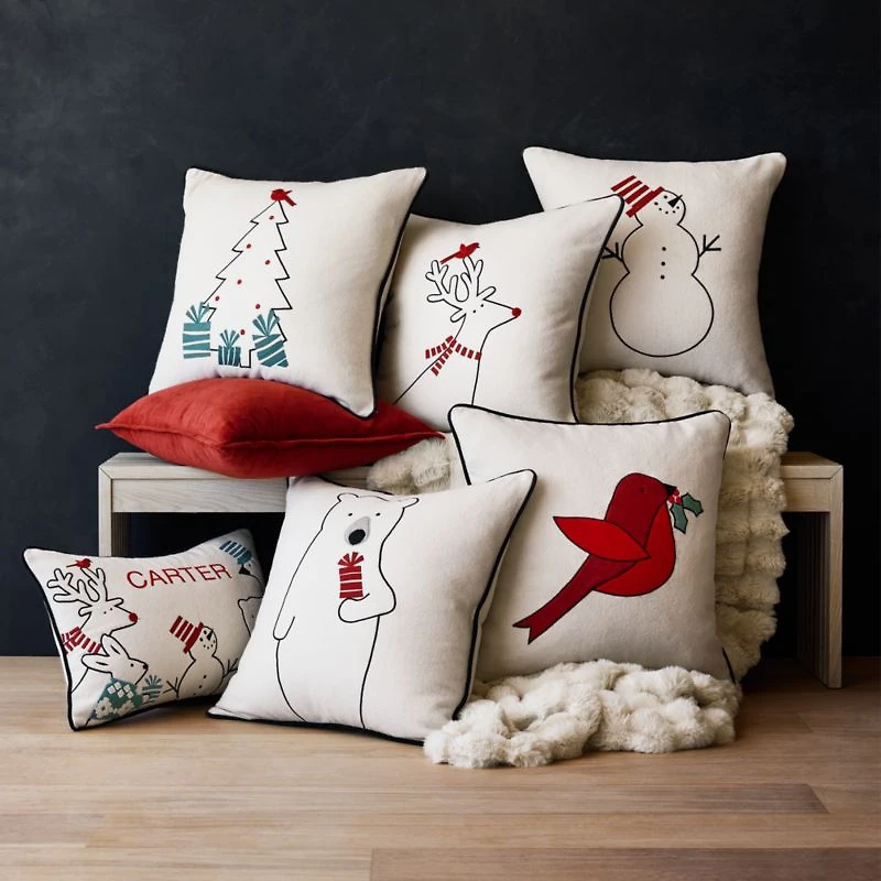 Arctic Friend Snowman 23"x23" Ivory Multi Throw Pillow Cover by Joan Anderson