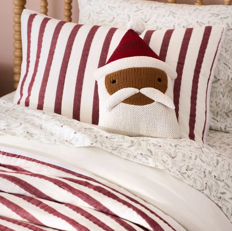 Santa Knit Kids Christmas Throw Pillow