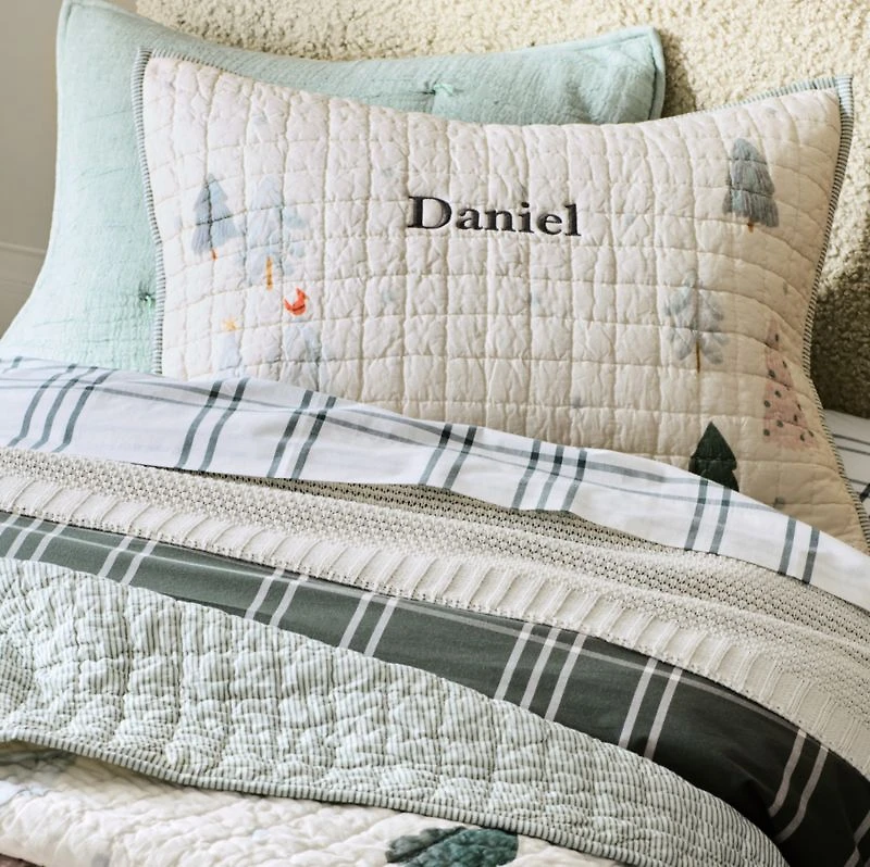 Stax Pine Green Organic Yarn-Dyed Organic Cotton Kids Twin Duvet Cover