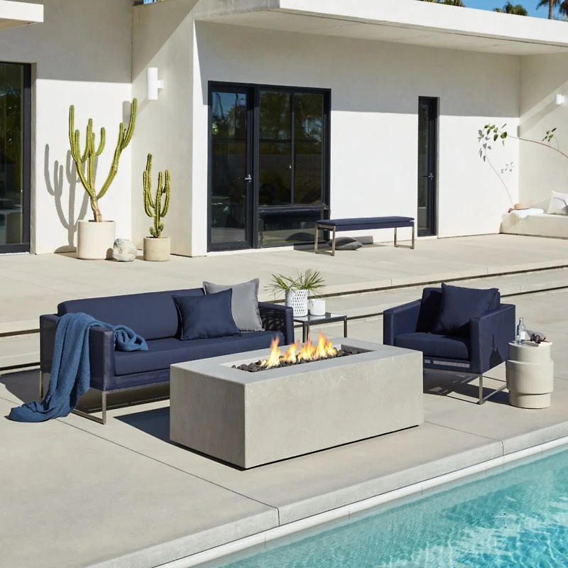 Plateau Rectangle Outdoor Propane Fire Pit Table