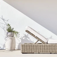 Abaco Resin Wicker Outdoor Chaise Lounge with Natural Sunbrella ® Cushion