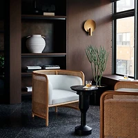 Fields Cane Back White Accent Chair