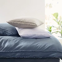 Organic Cotton Grey Eyelash Fringe Full/Queen Duvet Cover