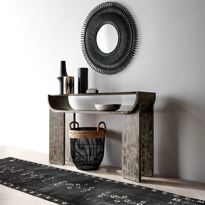 Doheny Black Rattan Mirror