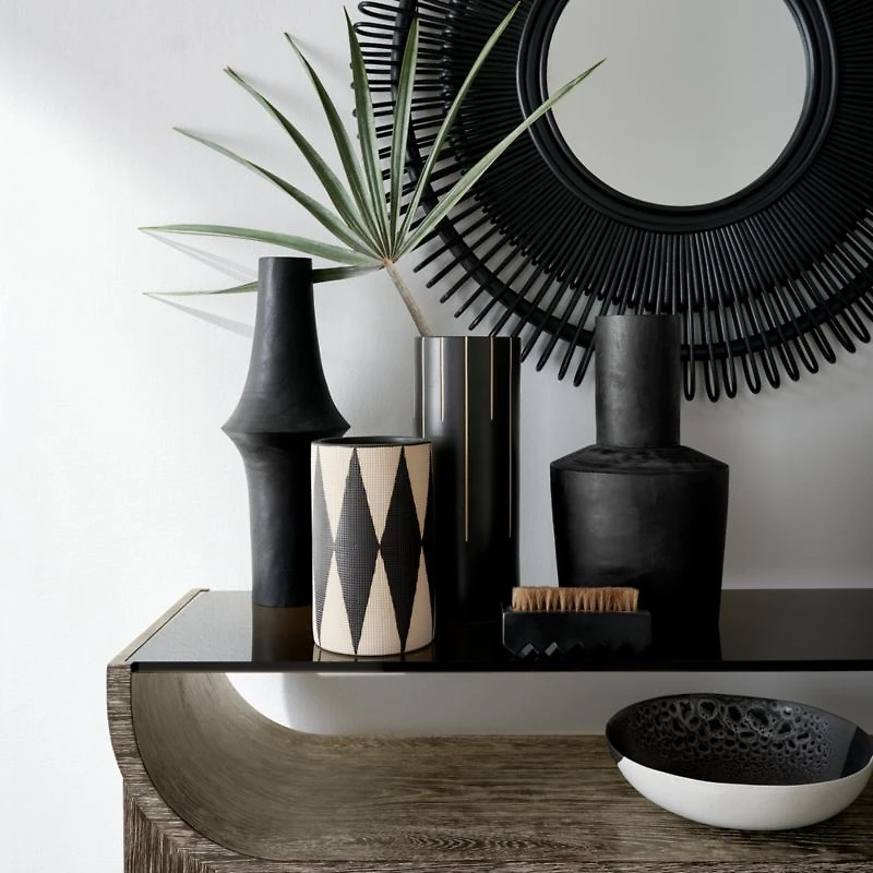 Doheny Black Rattan Mirror