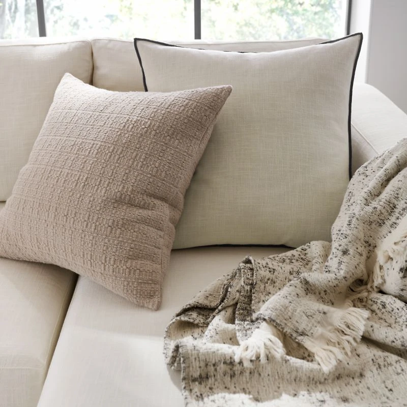 Bari 20"x20" Taupe Knitted Throw Pillow Cover