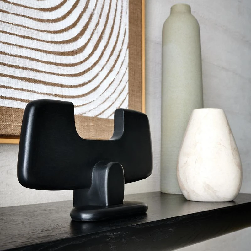 Bomen 66" Asymmetrical Black Oak Wood Console Table