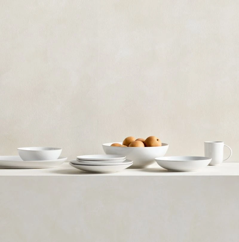 Craft White Stoneware Low Bowl