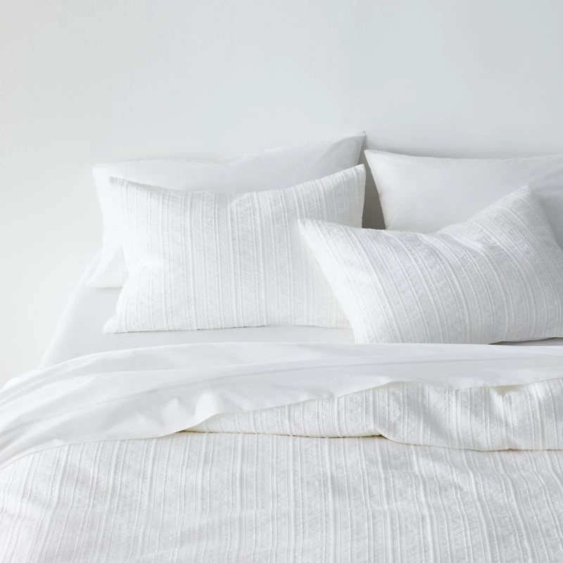 Organic Cotton White Textured Full/Queen Duvet Cover