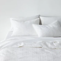 Organic Cotton White Textured Full/Queen Duvet Cover