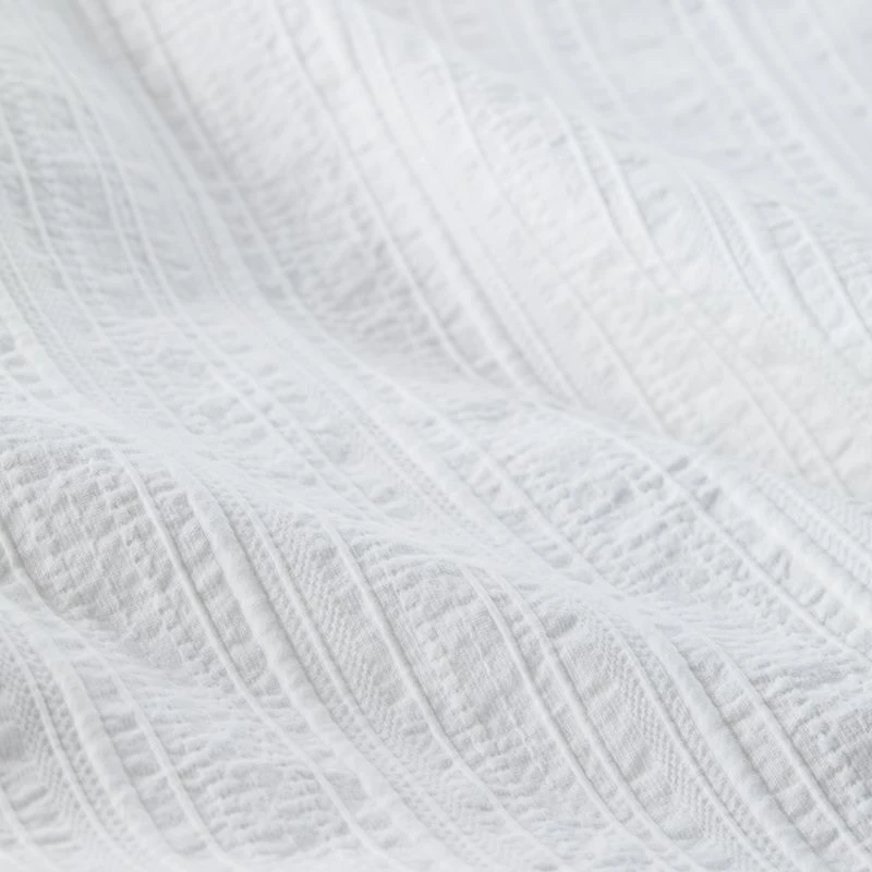 Organic Cotton White Textured Full/Queen Duvet Cover