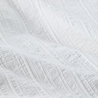 Organic Cotton White Textured Full/Queen Duvet Cover