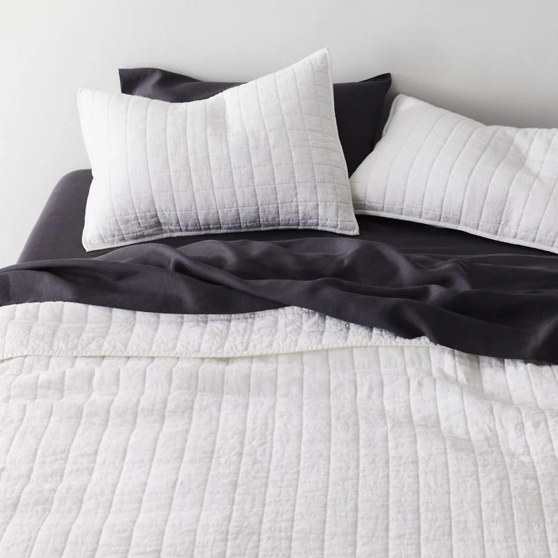 Warm White Belgian Flax Linen Quilt King