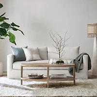 Clairemont Natural Oak Wood 60" Oval Coffee Table with Shelf