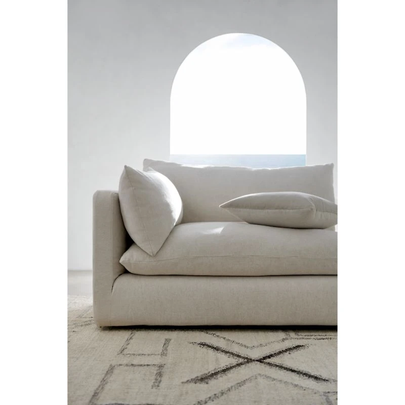 Unwind Modular 4-Piece L-Shaped Slipcovered Sectional Sofa with Ottoman
