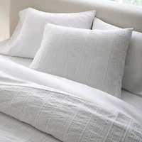Organic Cotton White Textured Full/Queen Duvet Cover
