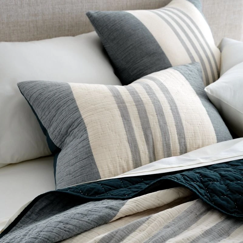 Laurentis Blue Crinkle Stripe Euro Sham