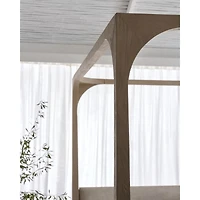 Escondido Weathered Grey Acacia Wood Upholstered King Canopy Bed