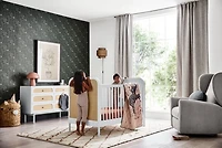 Maren White and Cane Convertible Baby Crib