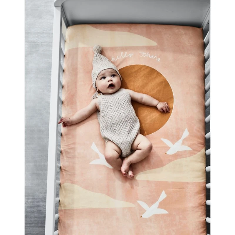 Daytime Print Organic Cotton Baby Crib Fitted Sheet