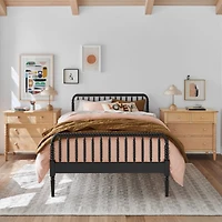 Jenny Lind Black Wood Spindle Kids Queen Bed