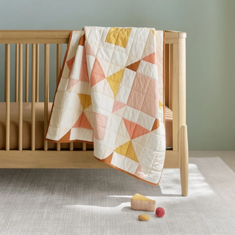 Heritage Pink Organic Cotton Baby Crib Quilt