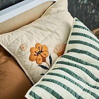 Teal Striped Waffle Weave Organic Cotton Kids Pillow Sham