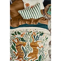 Teal Striped Waffle Weave Organic Cotton Kids Pillow Sham