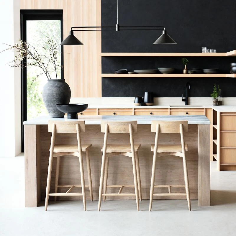 Oaklynn Natural Oak Wood Counter Stool