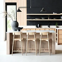 Oaklynn Natural Oak Wood Counter Stool